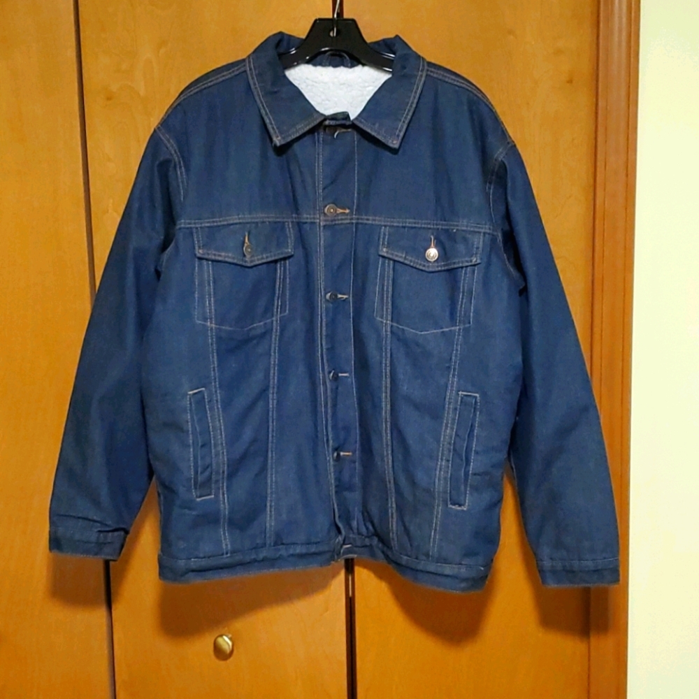 Platoon Large Sherpa-Lined Trucker Denim Jacket